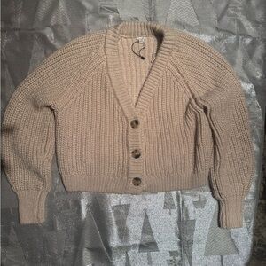 GARAGE Women's beige Button Front Crop Sweater Top - Medium NWOT